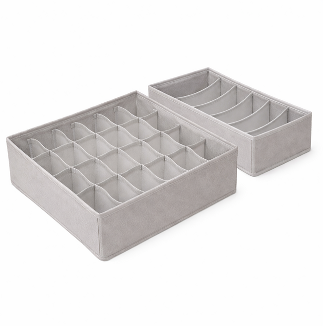 네모닛 서랍 속에 딱 맞는 양말 속옷 수납 정리함, 1세트, 그레이 24칸+6칸