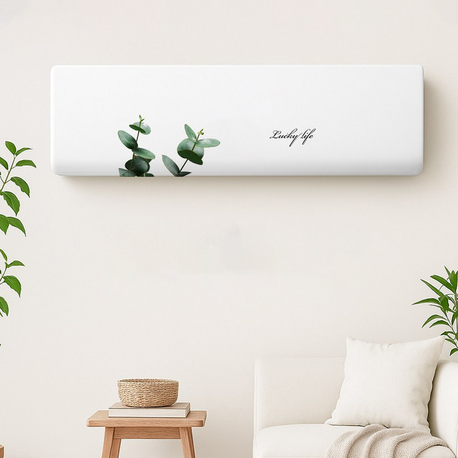 코팅블루 암막 인테리어 벽걸이 스판 에어컨커버, 04.유칼립투스