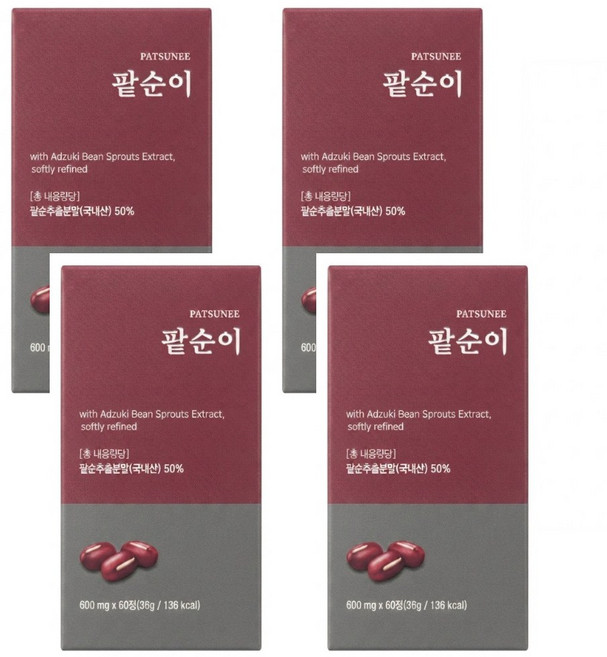 팥순이 팥 추출물 다이어트, 4박스, 60정