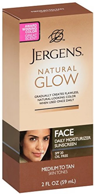 Jergens Natural Glow Daily 페이셜 모이스처라이저 SPF 20 중간에서 황갈색 피부 톤 2온스, 1개, 59ml - 쿠팡