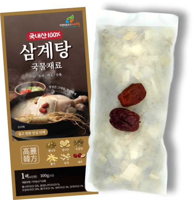 국산 고려 삼계탕재료 한방 백숙재료 100g 티백 닭 오리 약재, 1개