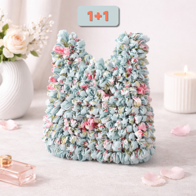 라피레인 요술장바구니 휴대용시장바구니 주름장바구니 미니장바구니, 2개, 민트로즈