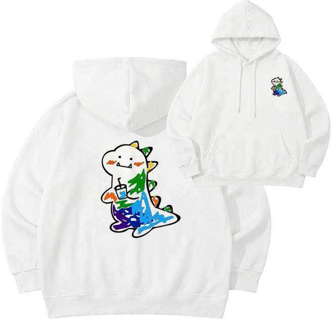 FONOW 레인보우공룡 프린트 데일리 맨투맨 스탠다드핏 후드티