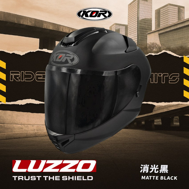 KOR LUZZO 全罩式 雙鏡片 安全帽, 消光黑