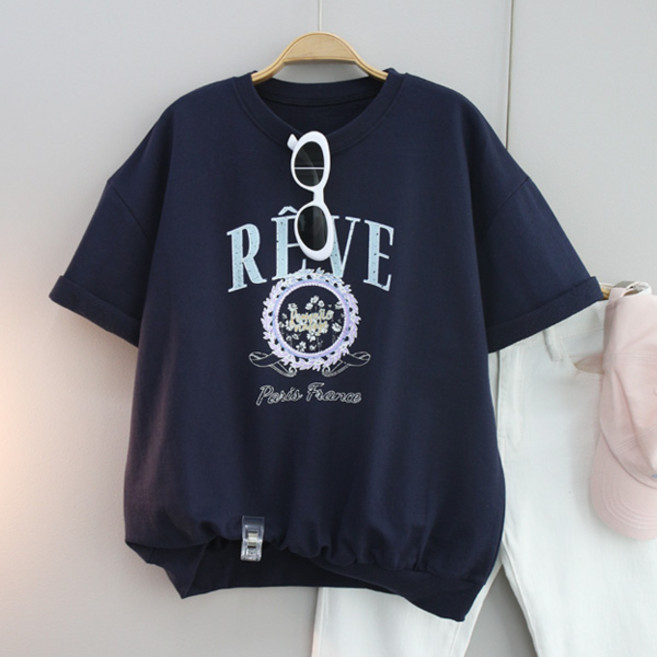 달콩 여성 REVE레터링반팔맨투맨 여름티 오버핏