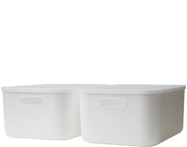 가규 국내 제조 모던 라운드 리빙박스, 화이트, M, 2개