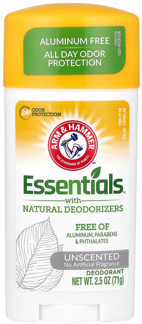 Arm & Hammer Essentials 천연 탈취제 함유 데오드란트 무향 71g(2.5oz), ArmHammerEssentials천연탈취제함유데오드란, 71g, 1개