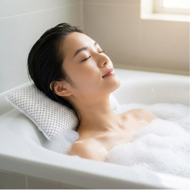 디노브 흡착식 프리미엄 욕조베개, 화이트, 1개