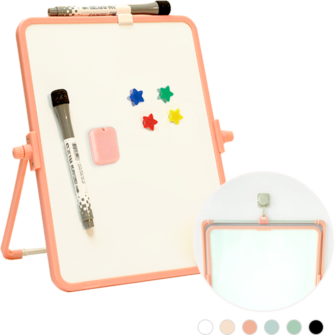 하루아즈 양면 미니 화이트보드 탁상용 벽걸이용 미니칠판 자석 메모보드, 핑크