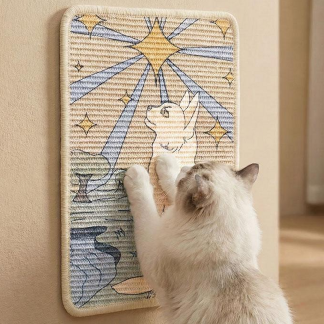마술사 부착형 사이잘삼 고양이 스크래쳐 가구 벽지 보호, 1개, 스타일A