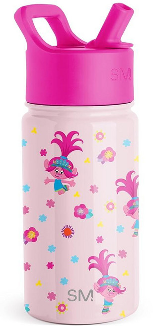 Simple Modern Kids Summit Water Bottle with Straw Lid | 14oz Insulated Stainless Steel Cup for Gir, 트롤: Poppy Mashup