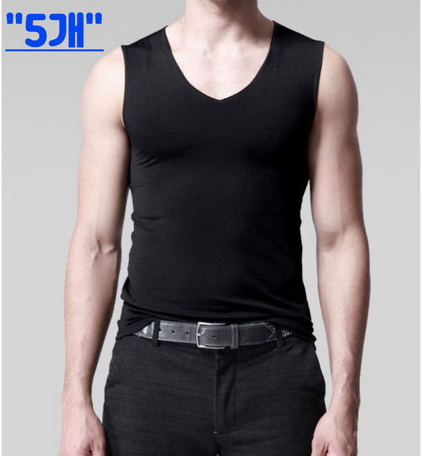 센스인 V넥 쿨 나시 시원한 남성 쿨 러닝 2종 5개입