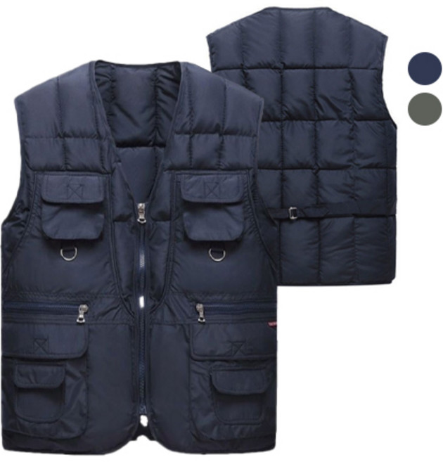 GSTUFF 겨울 패딩 작업조끼 낚시 주머니 베스트, 네이비