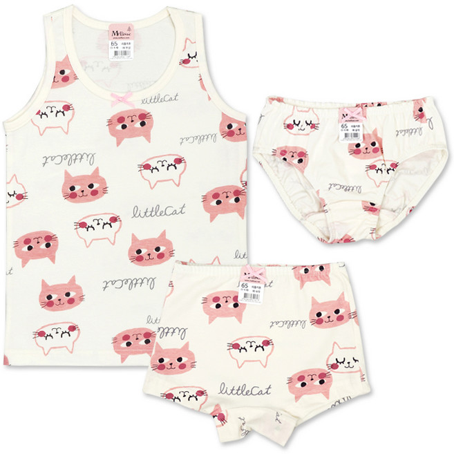 멜리스 리틀키튼 여아 면스판 유아동 속옷(런닝 사각 삼각 선택)