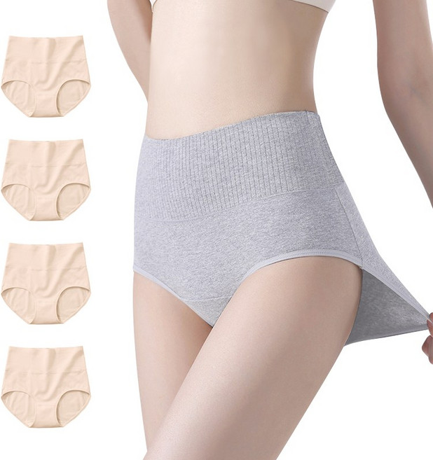 바바 여성 하이웨스트 고탄력 순면 팬티 4종세트