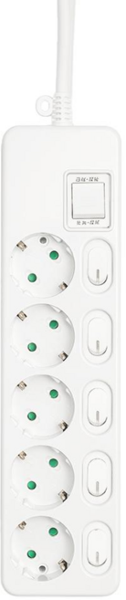 블루밍 국산 개별형 스위치 멀티탭 5구 고용량 콘센트 16A 안전 접지, 1.5m, 1개, 화이트