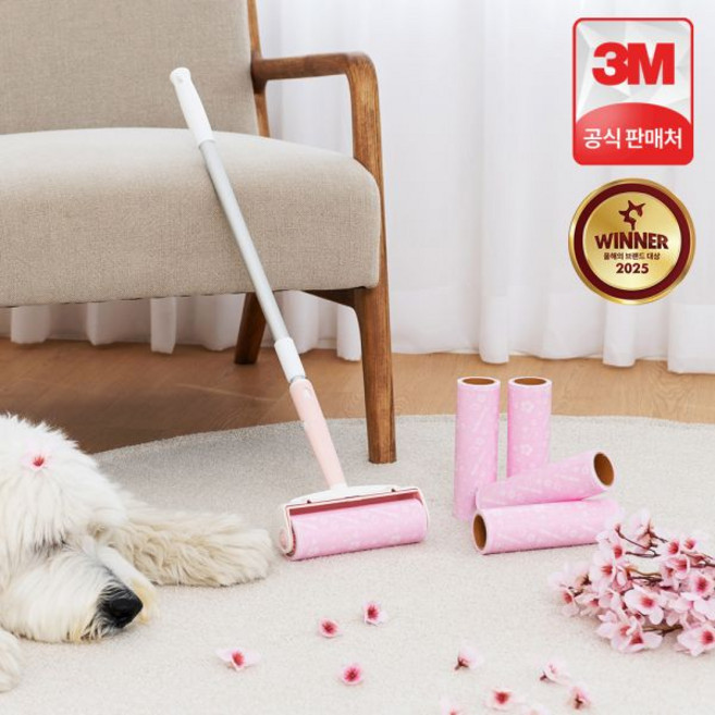 3M 스카치브라이트 돌돌이 테이프클리너 롤크리너 대형 클린컷 체리블라썸 롱핸들 밀대 세트롱핸들 1개+리필 5입 210181, 핸들팩(핸들+리필 6입)