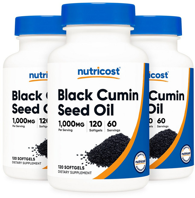 뉴트리코스트 블랙 커민 씨드 오일 1000mg 소프트젤 120정 3병, 3개