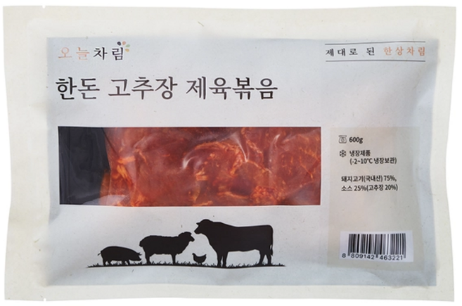 오늘차림 한돈 고추장 제육볶음 600g 밀키트 밥반찬 간편요리 특제양념 국내산, 1박스, 1.8kg