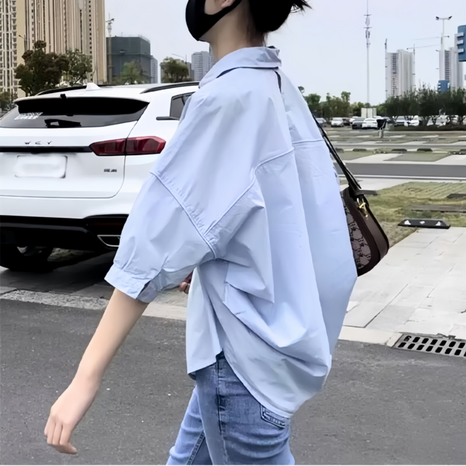 SUNALIFE 여성 여리핏 루즈 데일리 간절기 셔츠