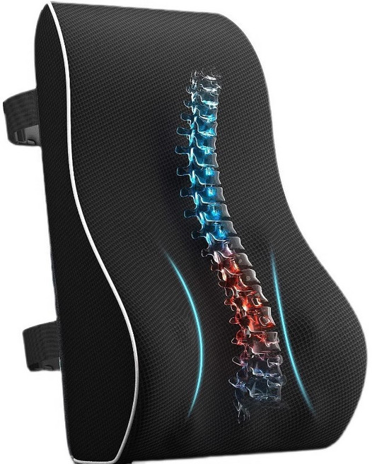 호밍사이 차량용 등받이쿠션 차량 목쿠션 자동차허리쿠션 사무용 의자 등받이 쿠션, 1개, 블랙
