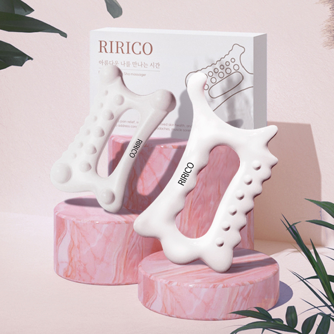 리리꼬 얼굴 바디 괄사 마사지 도구 스크래퍼, 혼합형, 2개