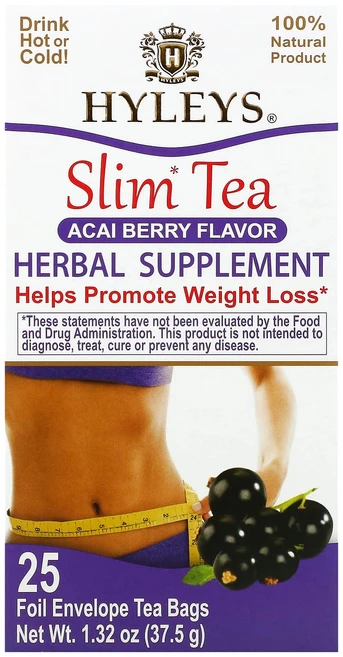 추석특집 Hyleys Tea 슬림 티 아사이 베리 포일 포장 티백 25개 37.5g(1.32oz) 선물로좋습니다, HyleysTea슬림티아사이베리포일포장티백25개375g - 쿠팡