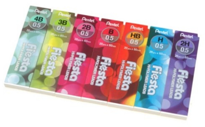 아트박스/제이펜즈 펜텔 Fiesta 하이폴리머 샤프심-0.5mm(7종), 2B, 옵션선택