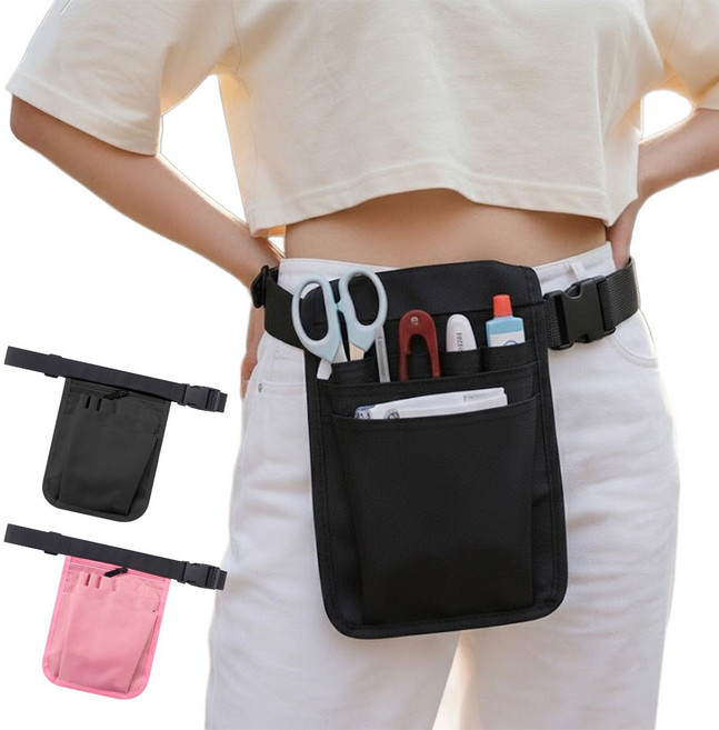 깔끔더하기 작업용 다용도 벨트 허리가방, 블랙, 1개