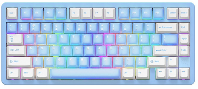 COX CF75 알루미늄 3모드 유무선 기계식 키보드, 블루레몬젤리 오렌지축