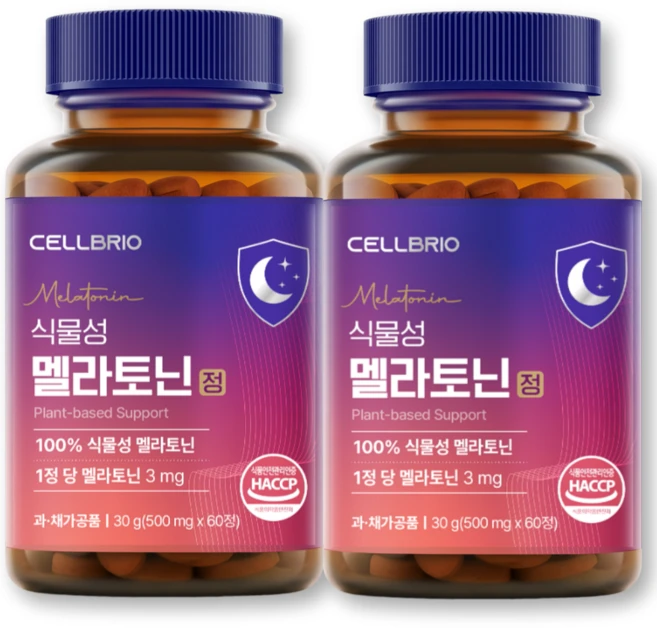 식물성 멜라토닌 3mg 함유 식약청인증 셀브리오, 2개, 60정 - 쿠팡