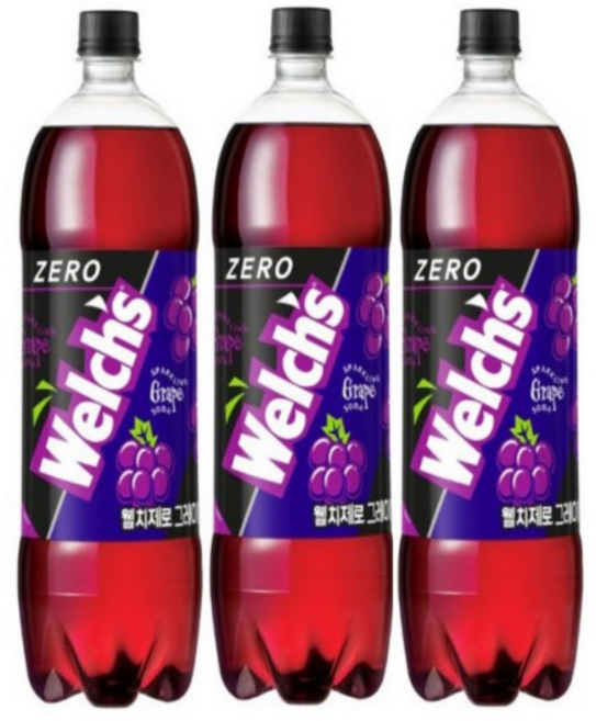 한국BS 웰치스 제로 그레이프맛 캔, 1.5L, 3개