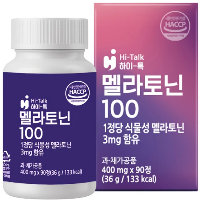 하이톡 멜라토닌100 수면유도 호르몬 영양제 식물성 자연유래원료 생체리듬 회복 불면증, 1개, 90정 - 쿠팡
