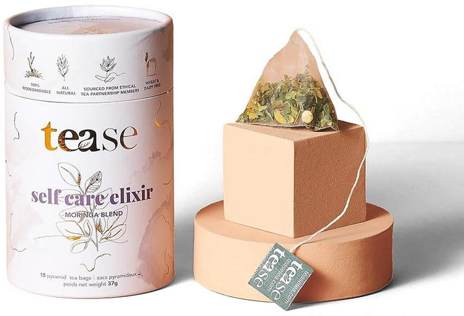 Tease Tea Yerba Mate - Focus & Flow 카페인 차 뇌 에너지 및 포커스 블렌드 예르바 메이트 인삼 은행나무 스피아민트 및 시트러스 함유, 셀프 케어 엘릭서