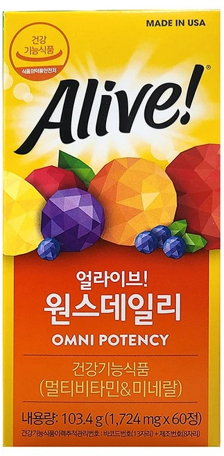 얼라이브 원스데일리 멀티비타민, 60정, 2개 - 쿠팡