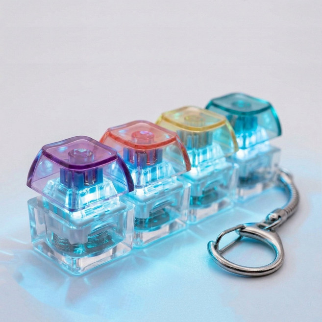 생활친구 LED 청축 투명 클리커 키링 키캡, 1개, 캔디팝