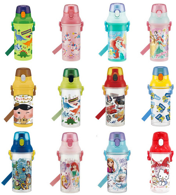 캐릭터 원터치 물통 어린이집 유치원 초등학생 어깨끈 물병 480ml, 03 인어공주, 1개