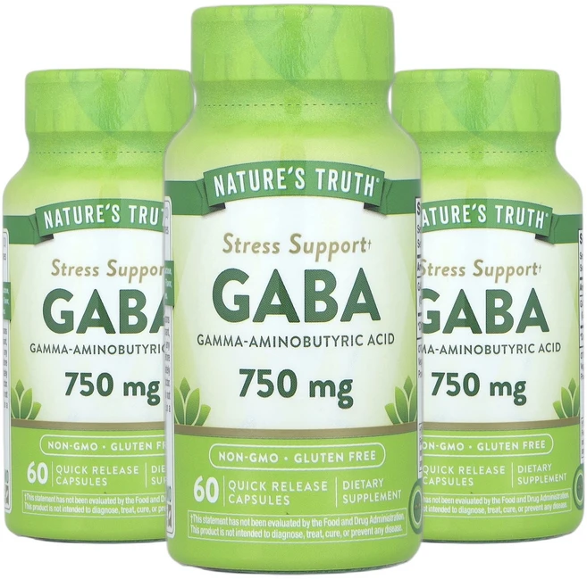 네이처스트루스 가바 GABA 750 mg 빠른 방출 캡슐 60정 2+1, 60회분, 3개 - 쿠팡