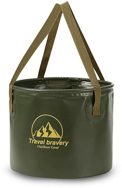 Travel bravery 戶外折疊水桶 大容量 攜帶方便 加固耐用, 軍綠色