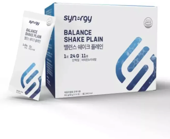 시너지 밸런스 쉐이크 플레인 58gX14포 동물성 단백질(분리유청단백) 식물성 단백질(분리대두단백) 5:5, 1개 - 쿠팡