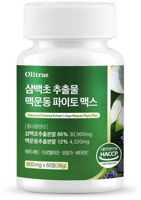 올리트루 삼백초 추출물 맥문동 파이토 맥스, 1개, 60정