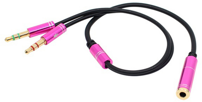 엠비에프 4극 3.5 스테레오 Y 케이블 0.3M [핑크] MBF-ST4YPK, 1개