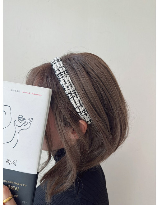2cm 트위드 심플 데일리 헤어밴드 머리띠