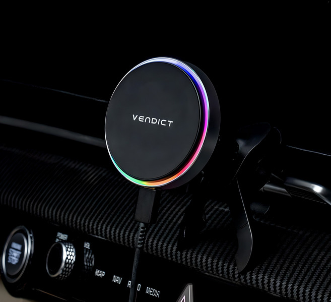 벤딕트 Qi2 무선 차량용 루나 이클립스 휴대폰 거치대, 블랙