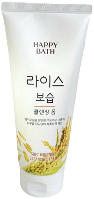 해피바스 세안제 버블 지성 폼 딥 대용량 클렌징 클렌저 세수한번 라이스 보습 200ml, 1개