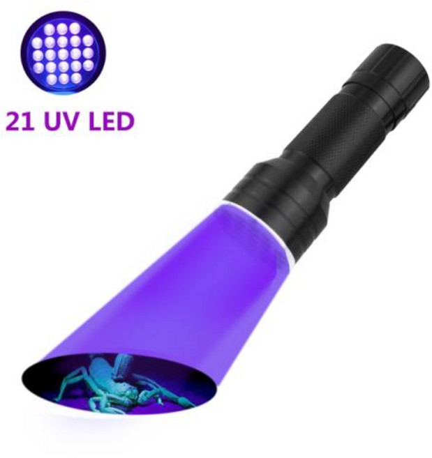 초강력 UV 손전등 51LED 21LED 12LED 395-400nm 블랙 라이트 손전등 반려동물 소변 얼룩용 UV 광 감지기, [03] 21 UV LED, 1개