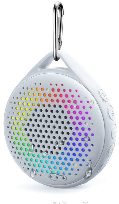 AVWOO Shower Speaker IP67 방수 블루투스 스피커 향상된 베이스와 내장 마이크가 있는 휴대용 블루투스 스피커 가정 야외 여행용 컴팩트한 크기의 미니 블루투, 화이트