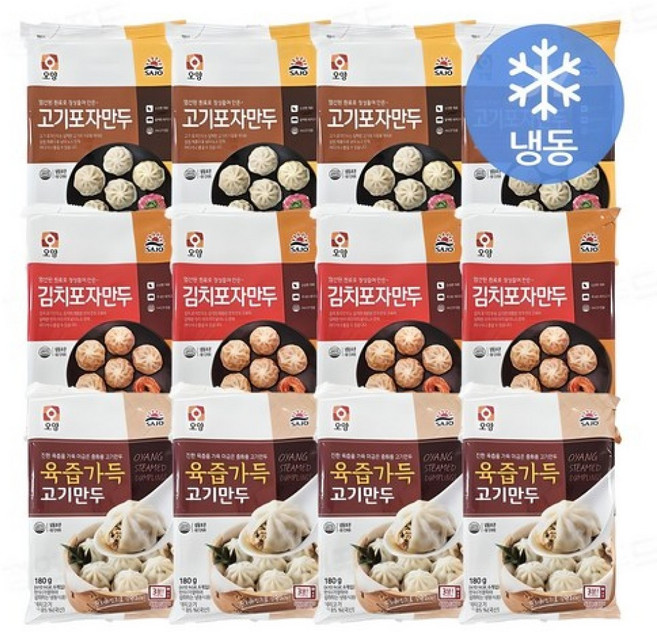 사조 포자만두12봉 육즙만두4봉+고기만두4봉+김치만두4봉, 1세트, 180g