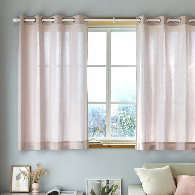 [MODERN HOUSE 중계점] 코트니 스트라이프 면혼방 아일렛형 반창문커튼 140x160 핑크 2P BL3426013