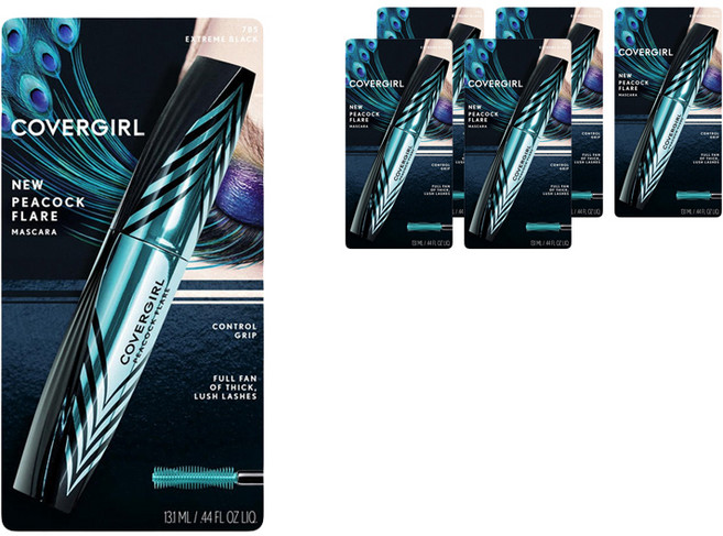 커버걸 피콕 플레어 마스카라 10ml, Extreme Black, 6개